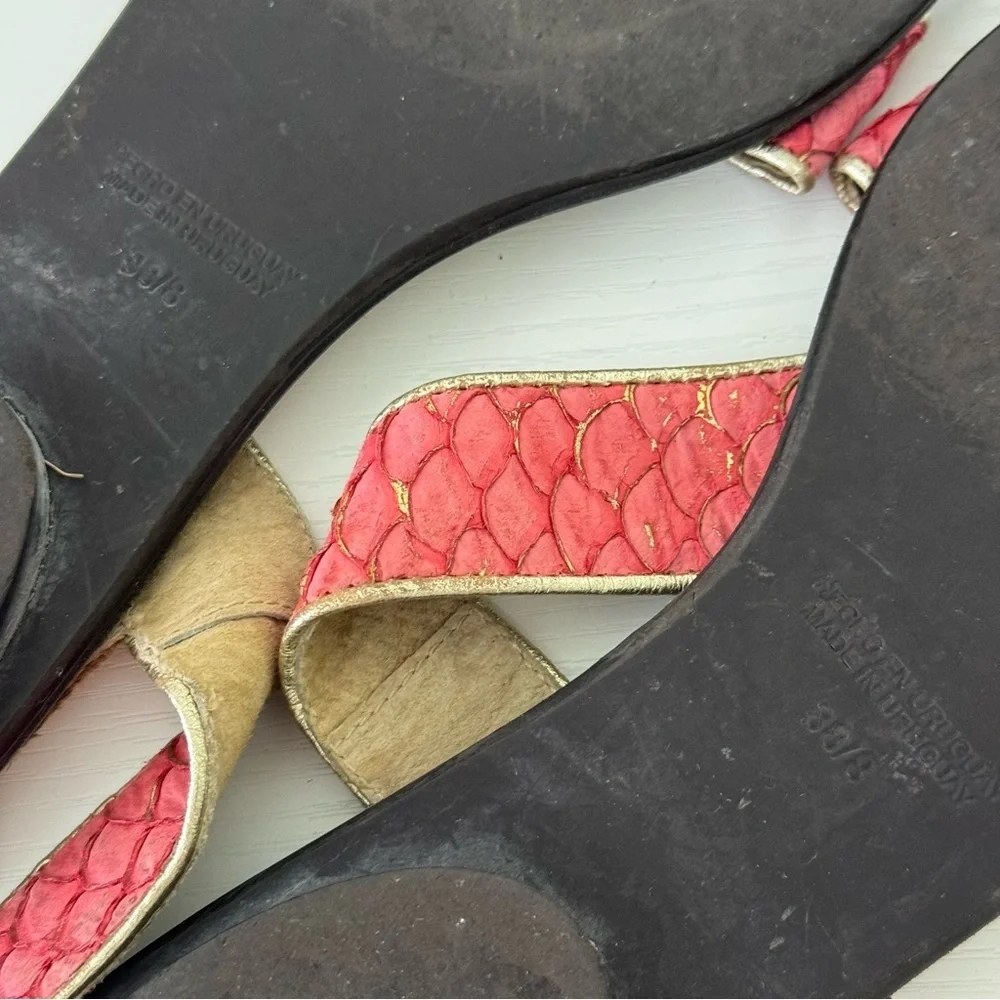 Zingara Gold and Coral Pink Women's Sandals, Size 8